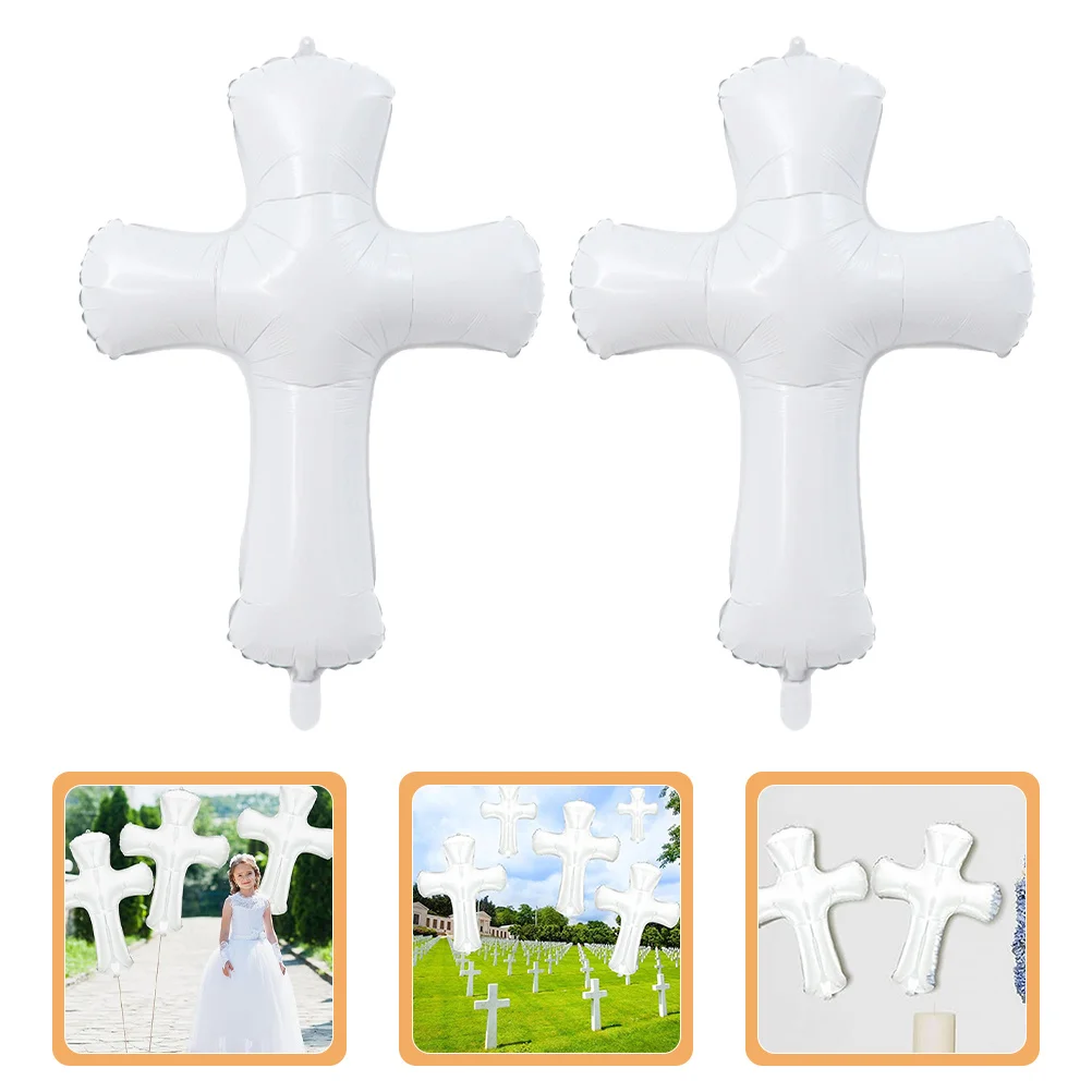 

8Pcs Cross Aluminum Foil Balloons Baptism Baby Shower Party Background Birthday Celebration Christening Decoration