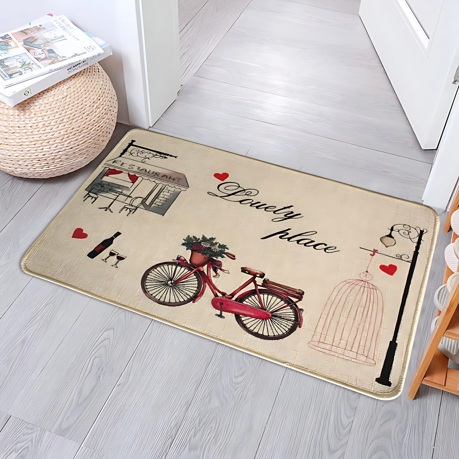 

Linen Rug Anti-Slip Rubber Home Use Foot Mat Absorbent Kitchen Bedroom Door Mat Bathroom Entrance Water Absorbing Cool Mat