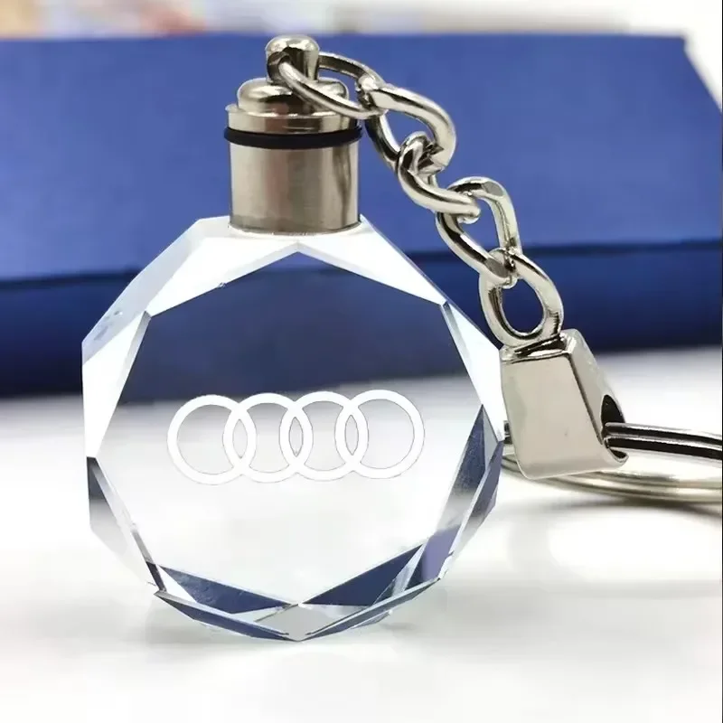Car LED Keyring Crystal Pendant Key Chain Decoration Accessories For Audi A4 B8 A3 A5 A6 S3 S4 S5 S6 RS3 RS5 RS6 Q3 Q5 Keychain