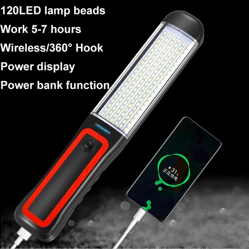 Cob Led Zaklamp Magnetische Werklamp Usb Oplaadbare Zaklamp Haak Nood Lantaarn Inspectie Licht Camping Auto Reparatie Lamp