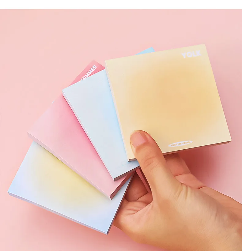 Yatniee 50 Sheets Gradient Solid Color Sticky Notes Posted It Memo Pad Notes Students Message Sticky Notepad Office School Stati