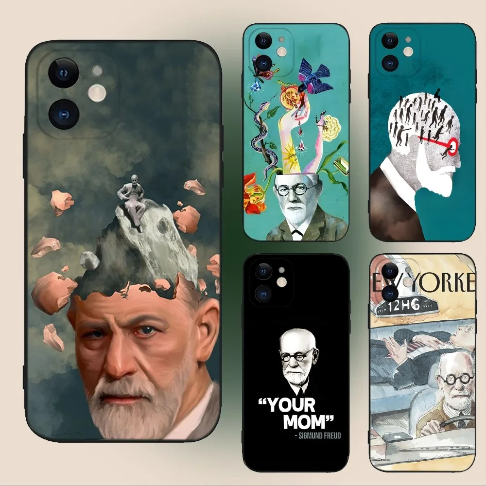 Sigmund psychoanalysis Freud Phone Case For iPhone 16,15,14,13,12,11,Plus,Pro Max,XS,X,XR,SE,Mini,8,7 Soft Silicone Black Cover