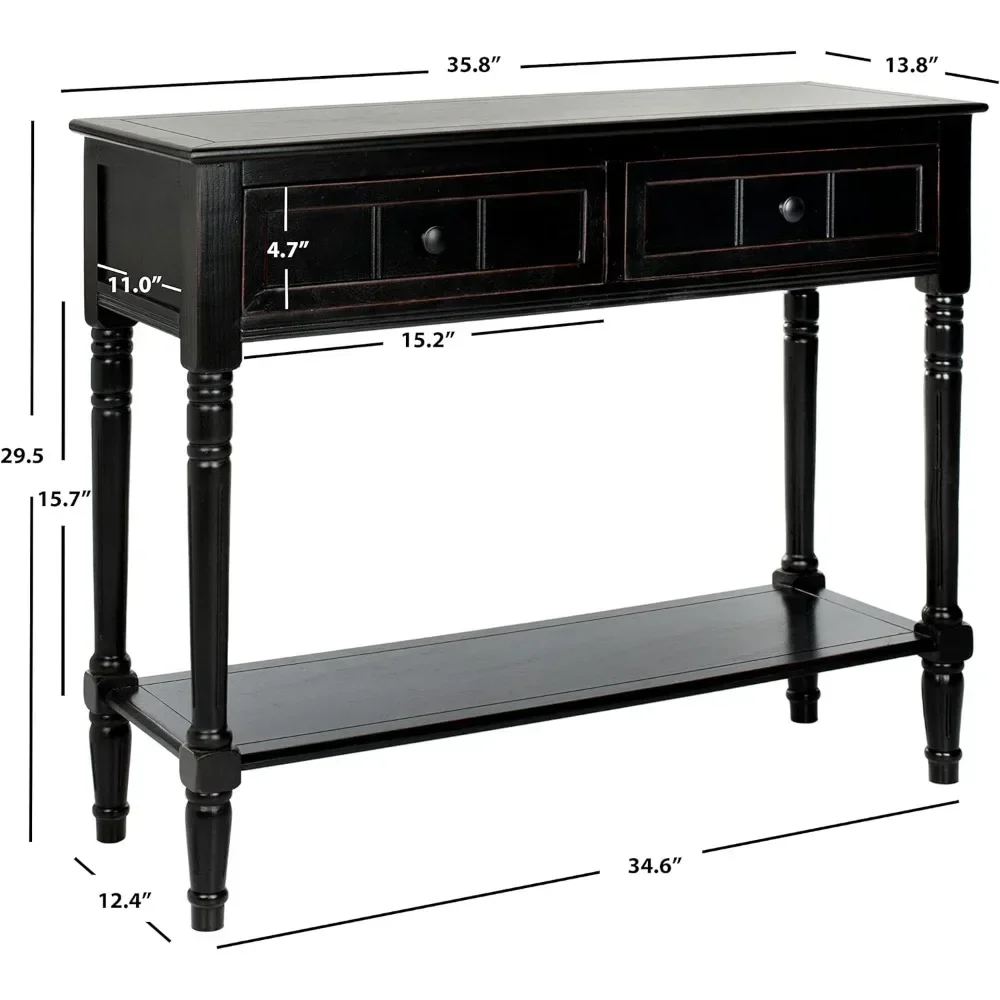 American Homes Collection Samantha Distressed/Black 2-Drawer Console Table