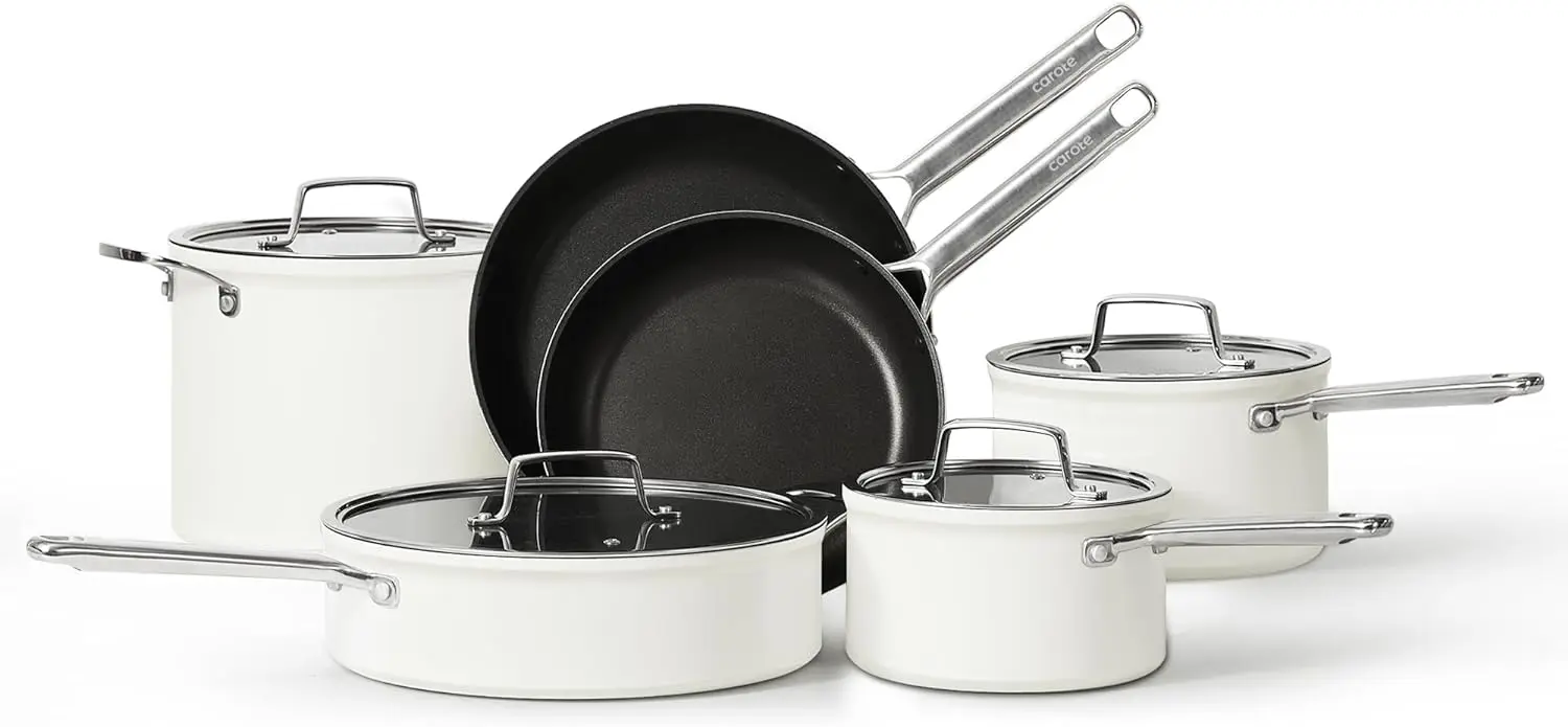 

10PCS Nonstick Cookware Set, Pots and Pans Set Non Stick, Heavy Gauge Kitchen Cookware Sets, Dishwasher & Oven Safe, with Lids