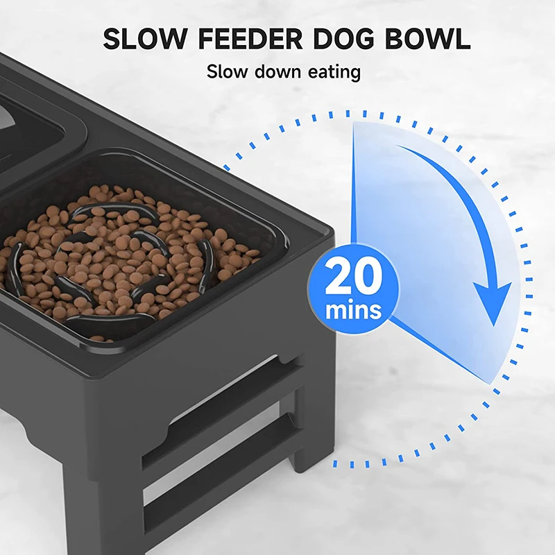 Elevated Dog Bowls Adjustable Raised Bowl With Slow Feeder Cat Food Water Stand Non-Spill For Small Medium Large Pet Accessories