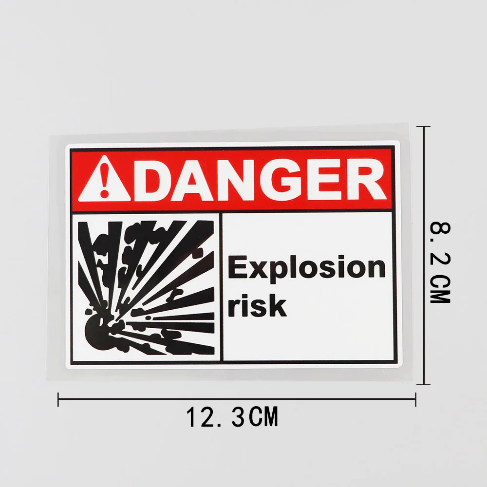 Warning Explosion Risk Danger Decal PVC Car Sticker 12.3CM×8.2CM