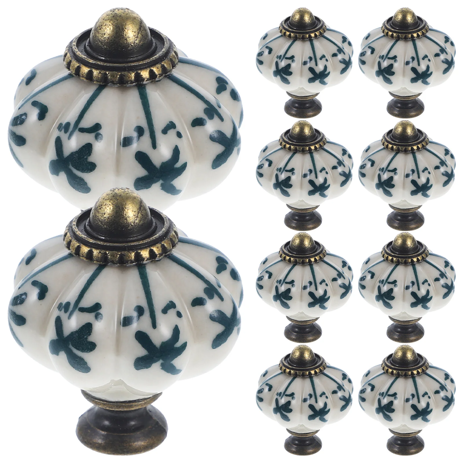 12 шт. изысканные керамические ручки для ящиков, синий и белый дизайн в виде тыквы для шкафов, комодов, декор, винтажные ручки для ящиков
