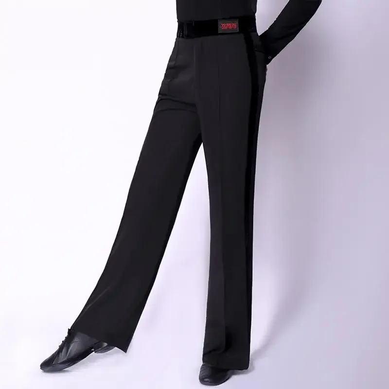 Black Latin Modern Ballroom Performance Trousers Men Latin Dance Pants National Standard Dance Costumnes Latin Pants Plus Size