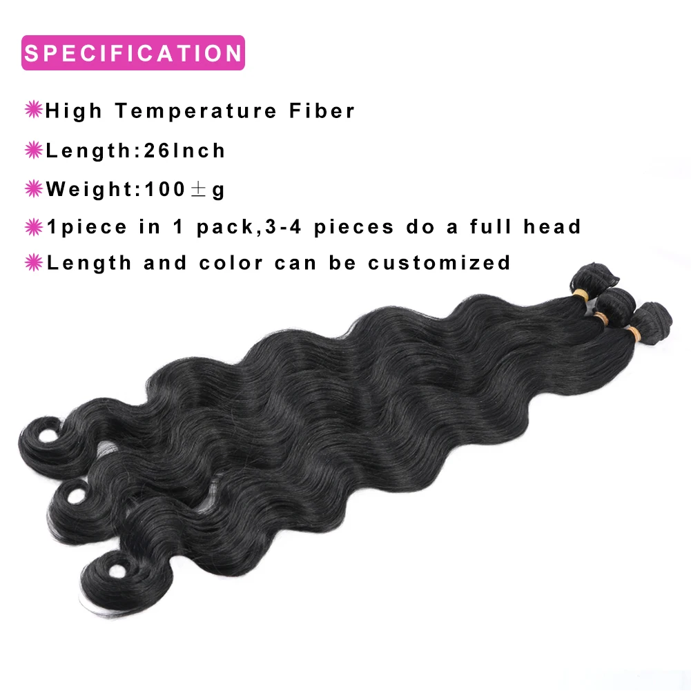 Body Wave Bundles Hair Extensions 26 Inch Tissage Synthétique Blonde Synthetic Hair Weave Bundles Tejido De Pelo For Women