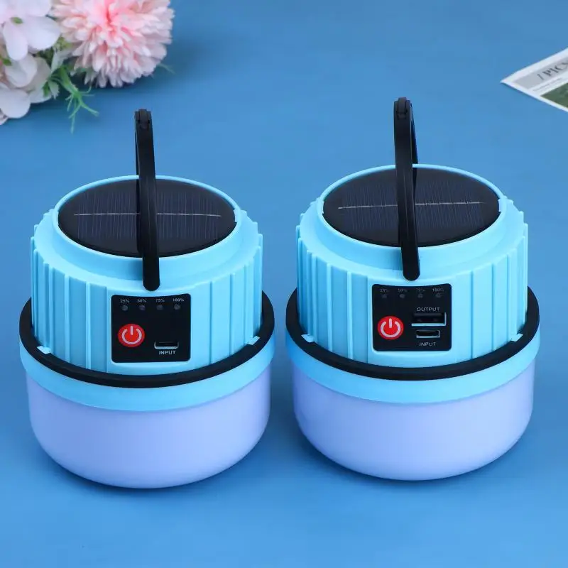 IP44 Waterproof Outdoor LED Solar Bulb Light Rechargeable Portable Lantern for Night Market Camping Travel