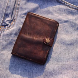 AETOO Leather commuter purse Men's new long multi-slot vintage rub color cowhide hand-held bag card bag wallet