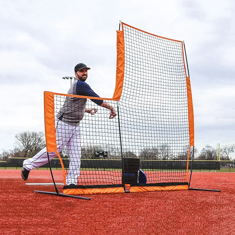 Portable 7x7FT Baseball Softball Pitcher Protection Net with Frame Protector L Screen Pitching Batting Catching Equipment