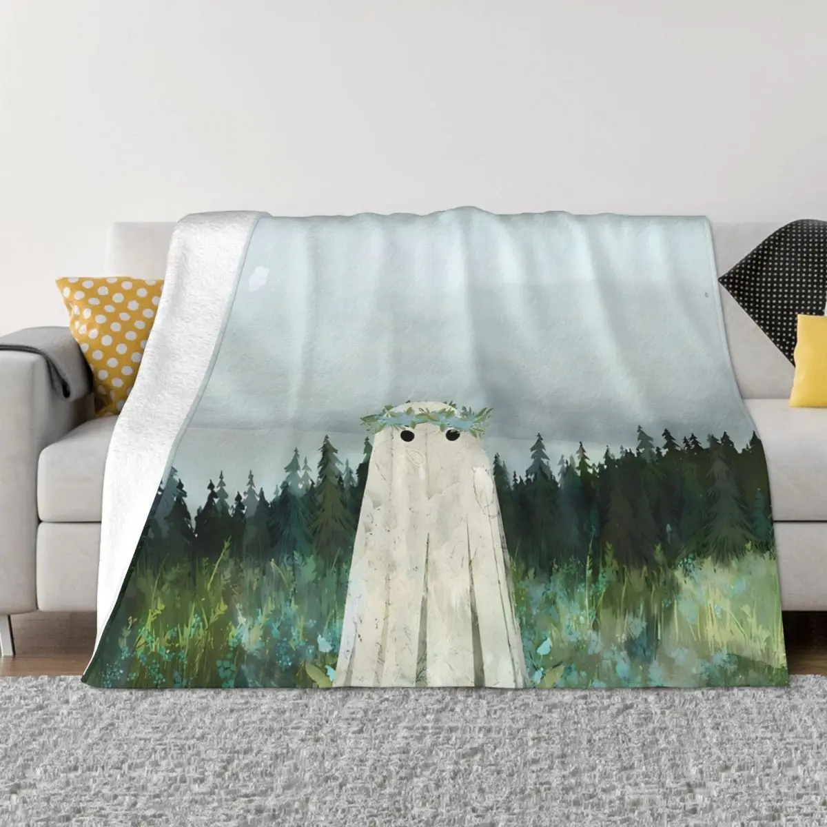 

Blanket Flannel Decoration Forget Me Not Meadow Portable Home Bedspread