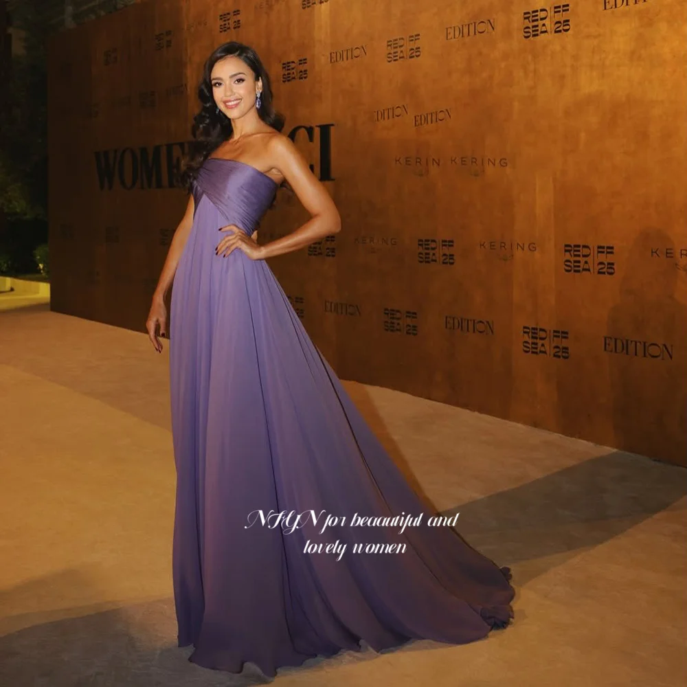 

NFYN Prom Dress with Pleats A Line Evening Dress Chiffon Strapless Formal Occasion Dress Party Dress for Women Customized