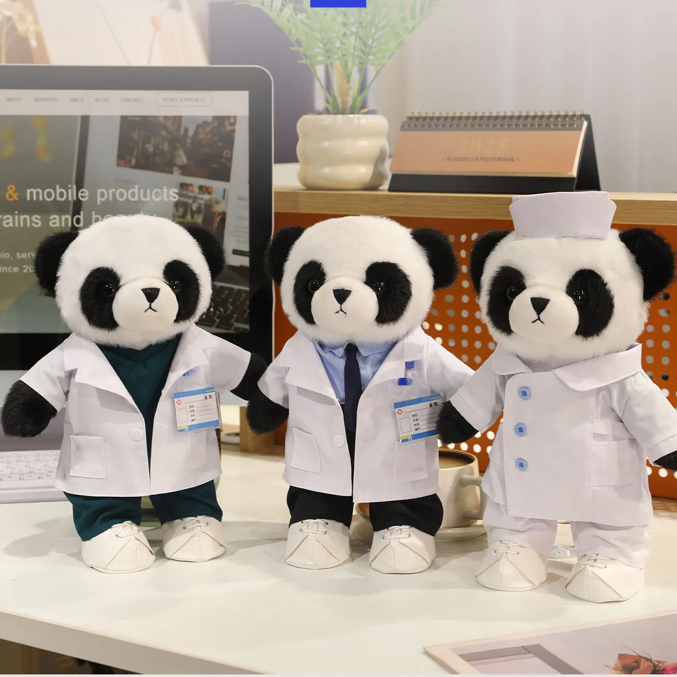 Panda Doctor Nurse Physician Surgeon Role Play House Plush Toy Stuffed Doll Cartoon Animal Hospital Model Girl Boy Friend Gift