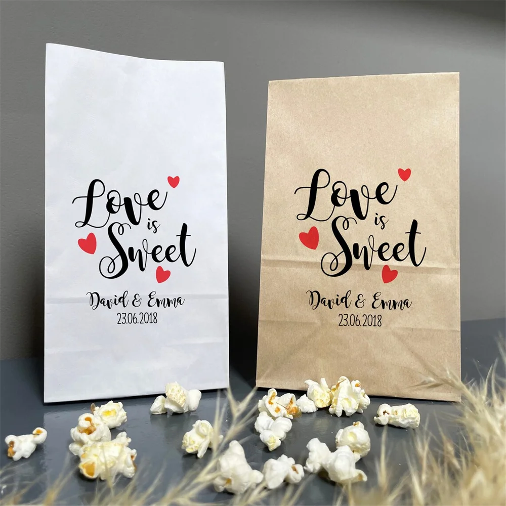 25pcs Personalised wedding LOVE IS SWEET bags, 