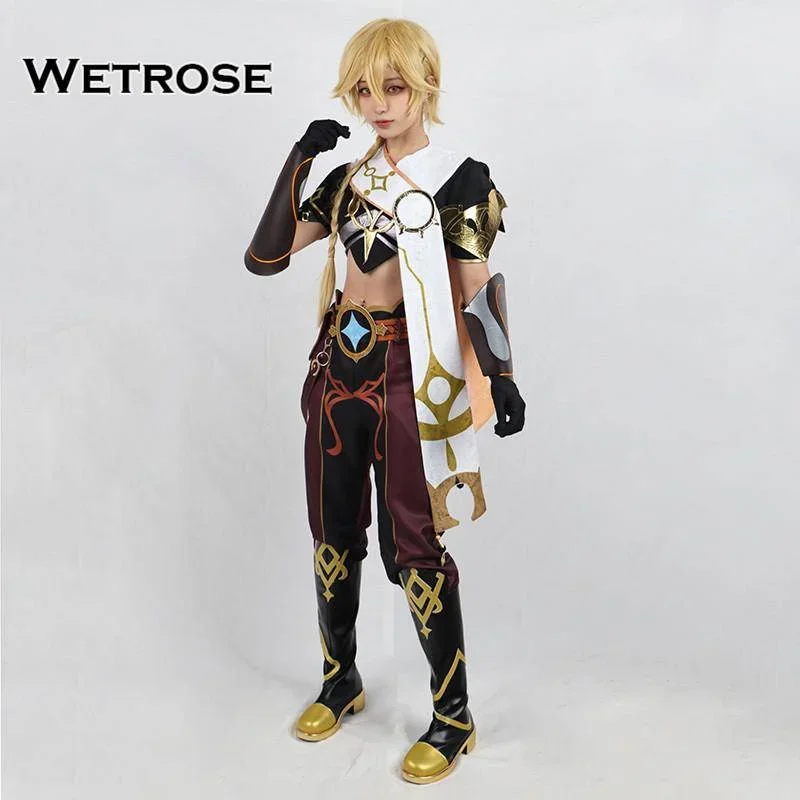 【Wetrose】In Stock Aether Traveler Cosplay Costume Genshin Impact Male Sora Tabibito Full Set Anime Game Party Halloween