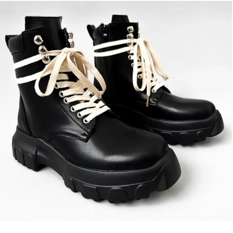 

2026 New Couple Punk Motorcycle Boots High-quality Men's and Women's Breathable Non-slip Lace-up Casual Shoes Men's Boots