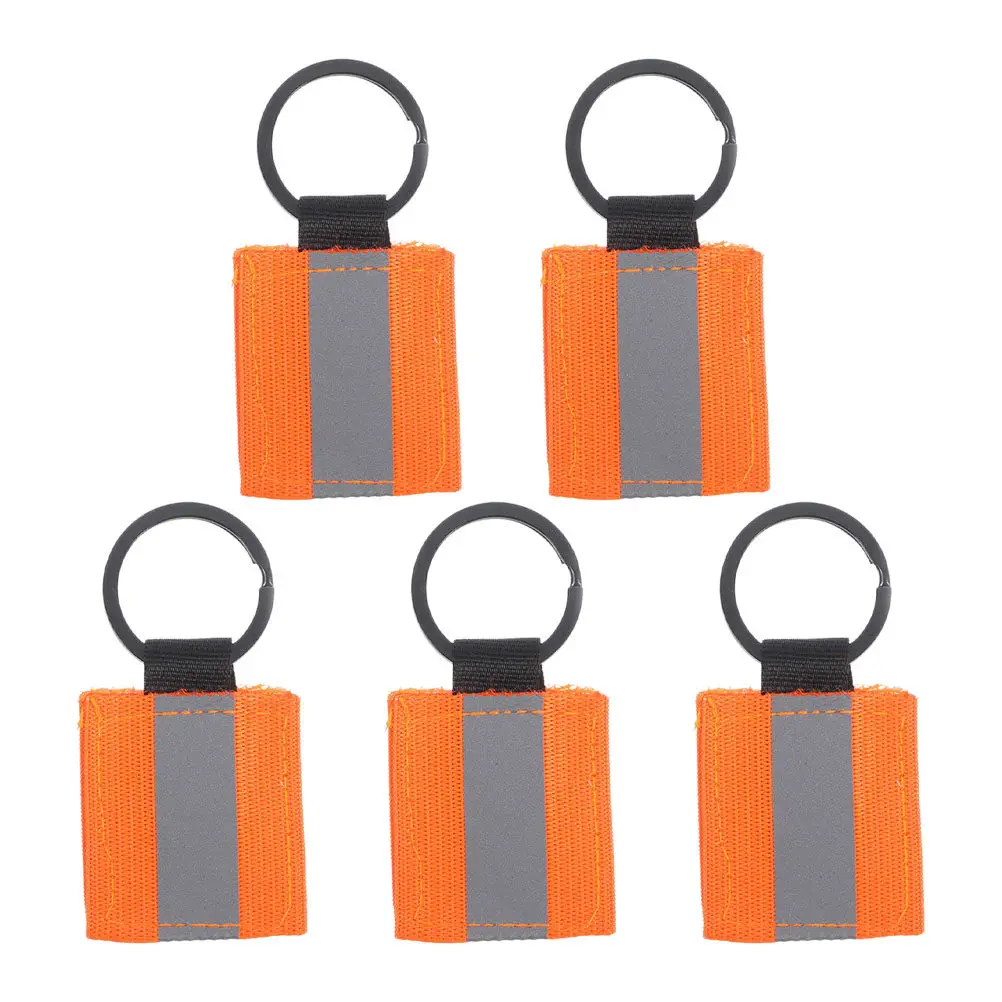 5Pcs Reflective Keychain Tags Double Sided High Visibility Nylon Reflectors Backpack Pendant Night Safety Gear for Running