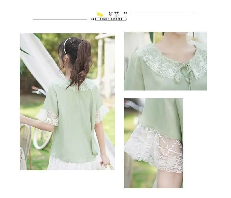 Szyfonowa koszula Szyfonowa kokarda Lotus Luźny, wąski koronkowy top dla kobiet