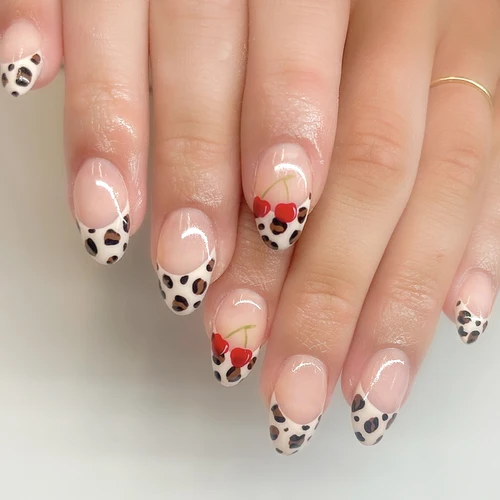 Imagen 2 del producto Uñas postizas de almendra picantes para niñas, dijes para manicura, diseños de estrellas, estilo francés, prensa en uñas Y2K, cobertura completa para uñas postizas