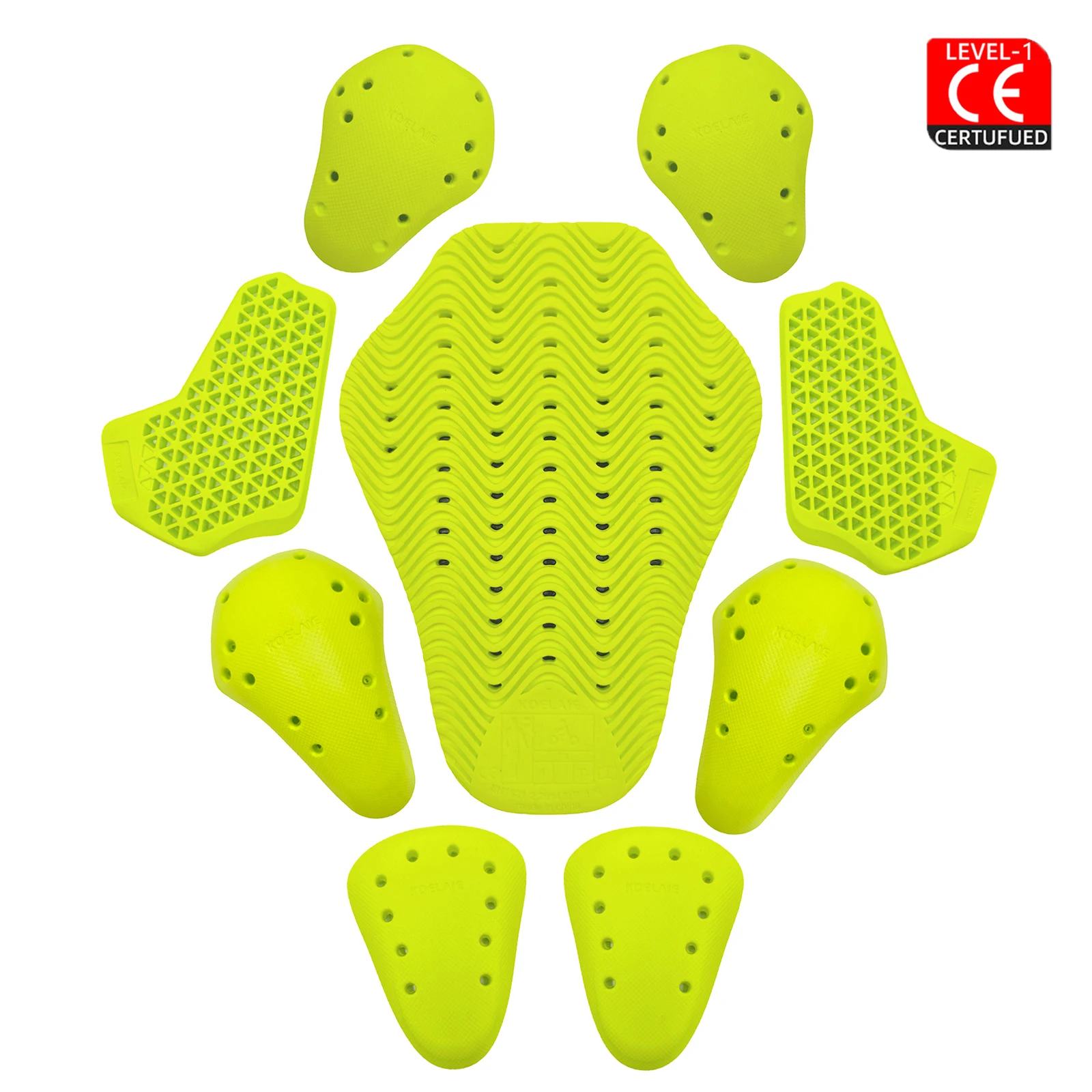 

Универсальное встроенное защитное снаряжение Сертификация CE1 Мотоциклетная куртка Вставка Защита спины Мотокросс Плечо Локоть Наколенники