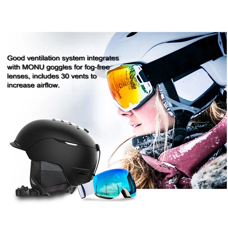 High-quality ski helmet one-piece molding warm PC + EPS outdoor sports skis light-colored items for men and women