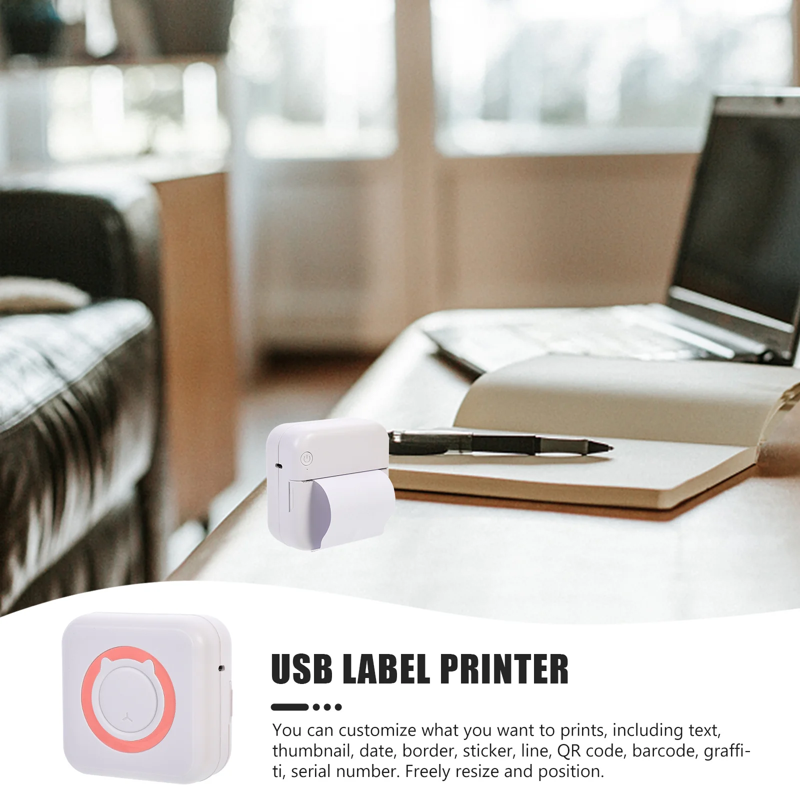

1 set 1 Set Printer Portable Mini Label Maker For Home Office School Usb Charging Wireless Compact Lightweight Student