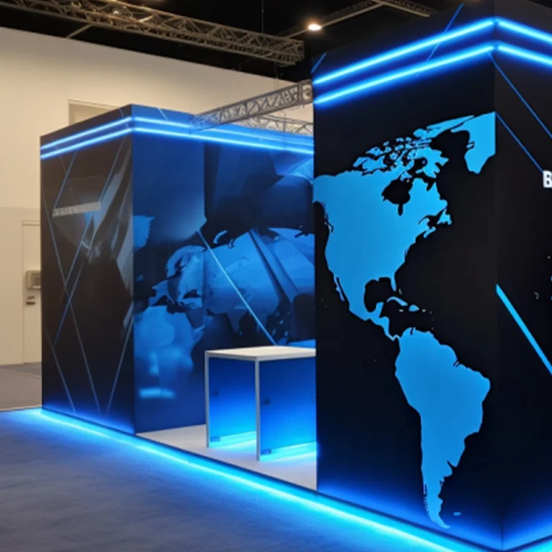 Cabine d'exposition de commerce rétro-éclairée par Led, présentoirs d'émission de commerce, murs d'arrière-plan de stand 20x20