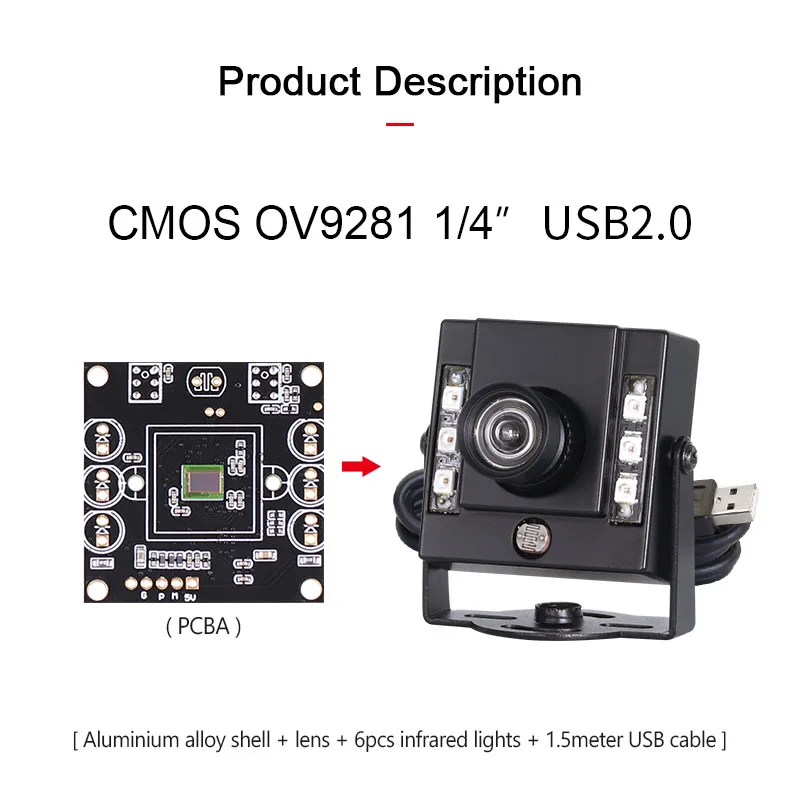 720P 3306 OV9281 3mm 80degrees distortionless HD IR940 High Speed 210fps Global exposure Infrared USB Free Drive camera