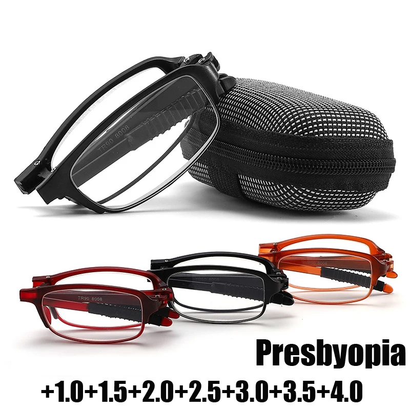 

Vintage Portable Far Sight Glasses with Diopter Fashion Small Frame Folding Presbyopia Eyeglasses Finished Hyperopia Eyewear