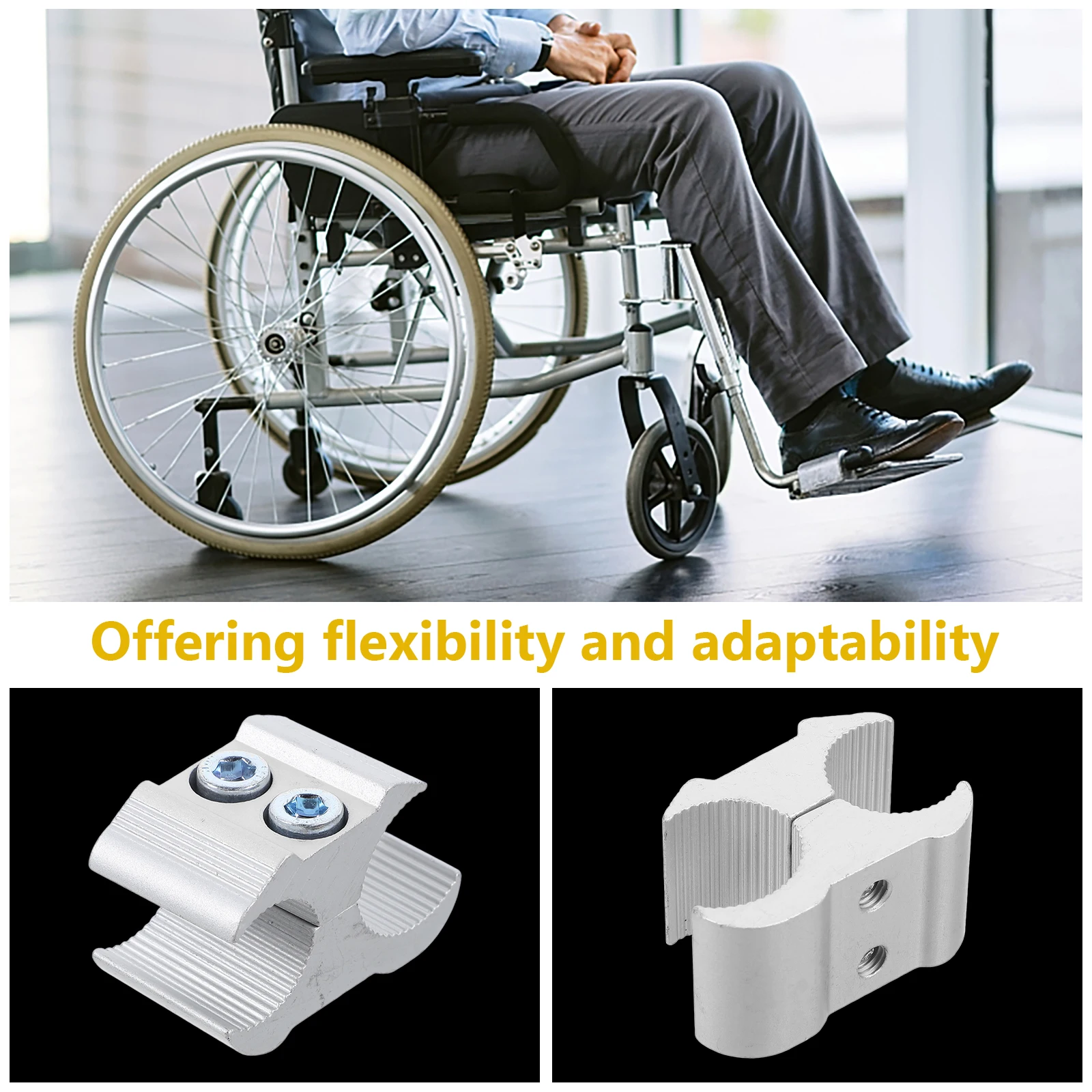 

1pcs Pipe Clip Accessories 19mm 22mm 25mm Aluminum Alloy Wheelchair Cane Holder Clamps Durable Metal Bracket Hardware