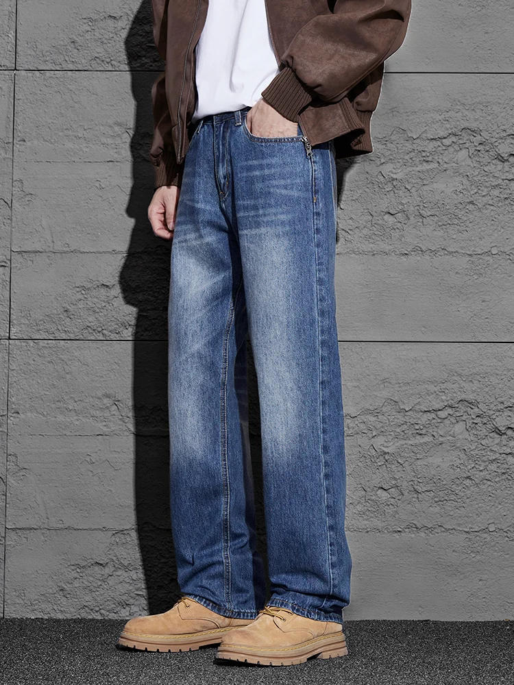 

Brand Men's Clothing Straight Jeans 2026 New Vintage Casual Pants Comfortable Wide Leg Youth Fashion Denim Trousers