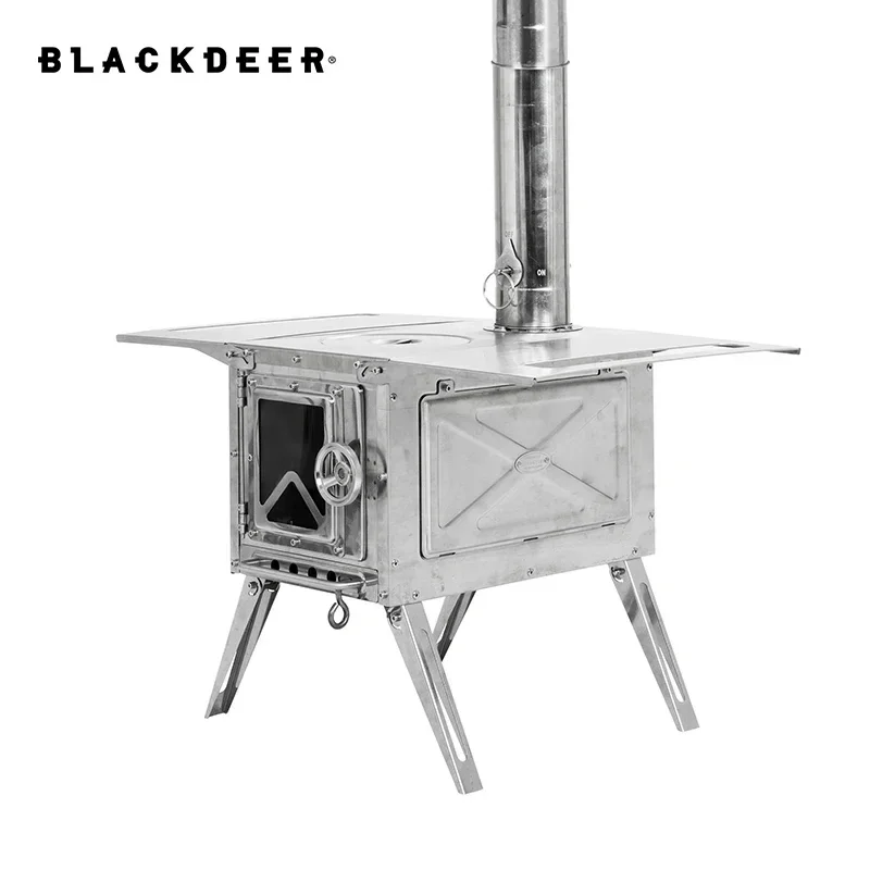 BLACKDEER Outdoor 304 Stainless Steel Tent Wood Stove with Pipes, Portable Camping Firewood Stove for Cooking 255mm