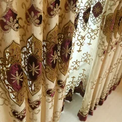 Luxury Living Room Bedroom Curtain Hot Selling Chenille Double Layer Embroidered Curtain European Style High-end Curtain