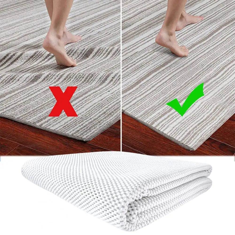 Anti-creep Rug Underlay Extra Thick Non-slip Floor Mat with Hollow Mesh Rug Gripper for Hardwood Floors Strong Grip Slip