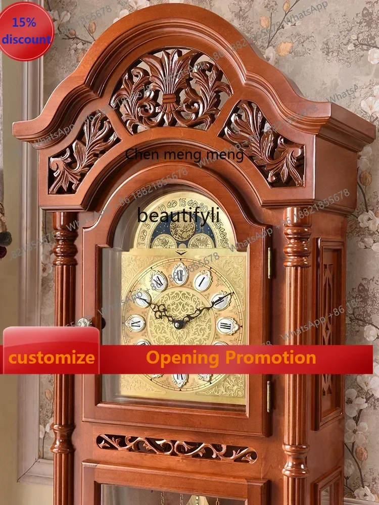 

smt7486 new European living room table clock mechanical American standing clock Chinese retro pendulum clock classical ss 7486