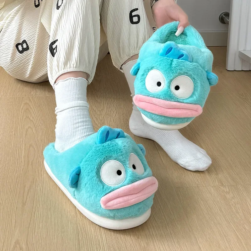 

2024 New clown fish cotton slippers women's fall and winter indoor home soft bottom cute fluffy warm cotton slippers men