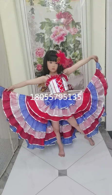 New Children's Kangkang Dance Performance Dress With 360 Degree Grand Swing Skirt