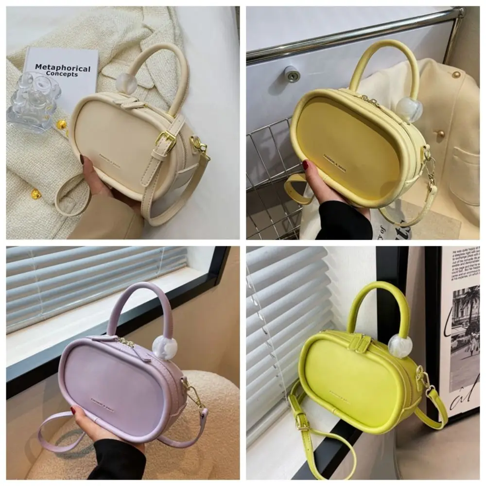 Bolsa Crossbody de couro PU para senhoras, bolsa frisada com alça, bolsa de ombro monocromática, bolsa retrô, cor doce, Y2K