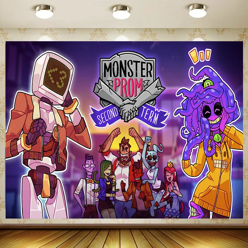 

Monster Prom Birthday Party Supplies Decoration Customize game Backdrop Baby Shower Banner Kid Faovr Room Decor