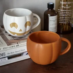 Creative Pumpkin Cup Retro Ceramic Coffee Cups Halloween Ghost Devil Decoration Mug Fall Cute Water Cup Milk Breakfast Drinking