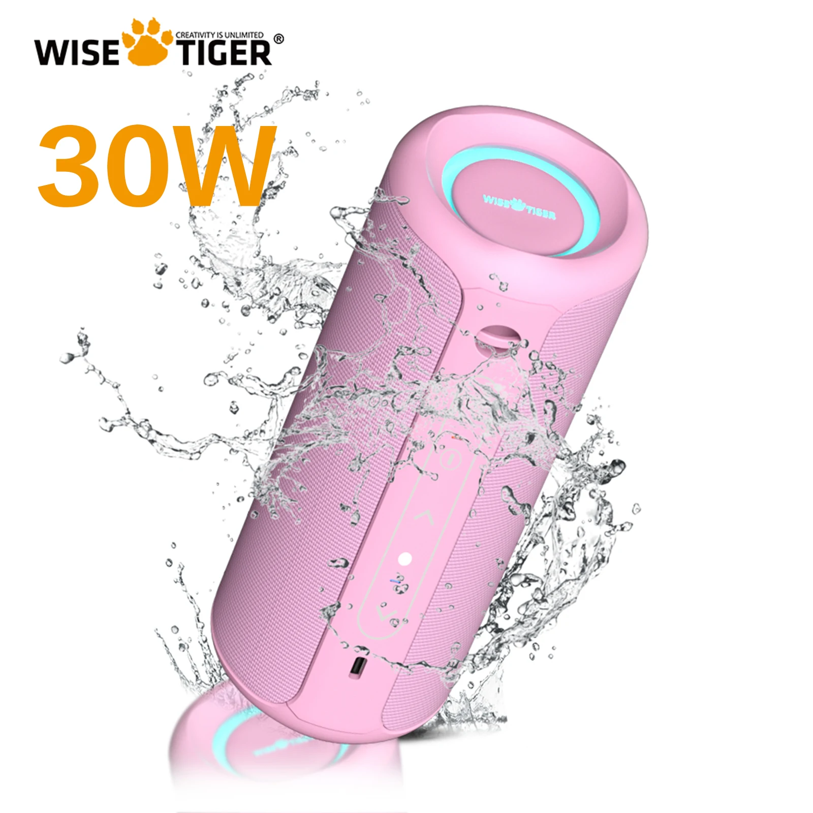 WISETIGER-Haut-parleur Bluetooth portable P3, boîte de son étanche IPX7, caisson de basses 30W avec microphone, maison, extérieur et voyage