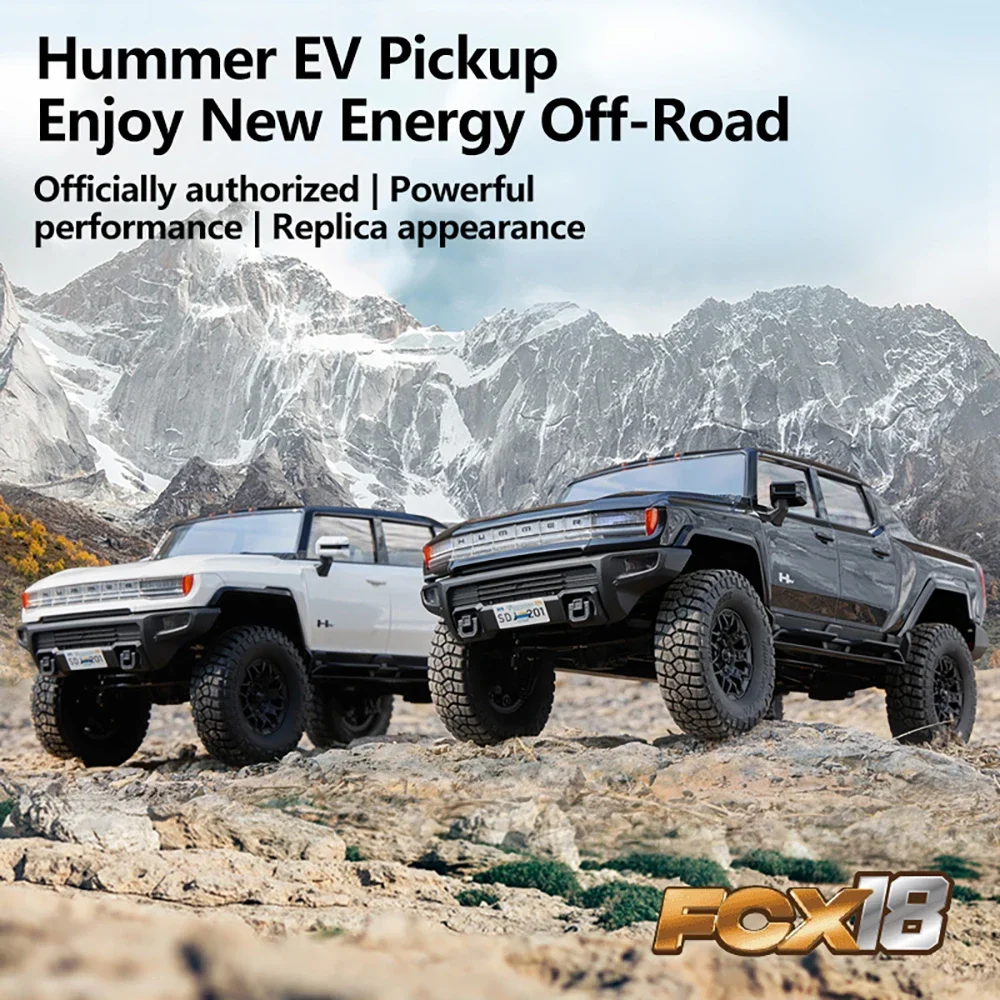 FMS FCX18 RC Car 1/18 Hummer EV 2.4G Electric Off-road Remote Control Car Model Simulation Climbing Car Boy Toy Gift