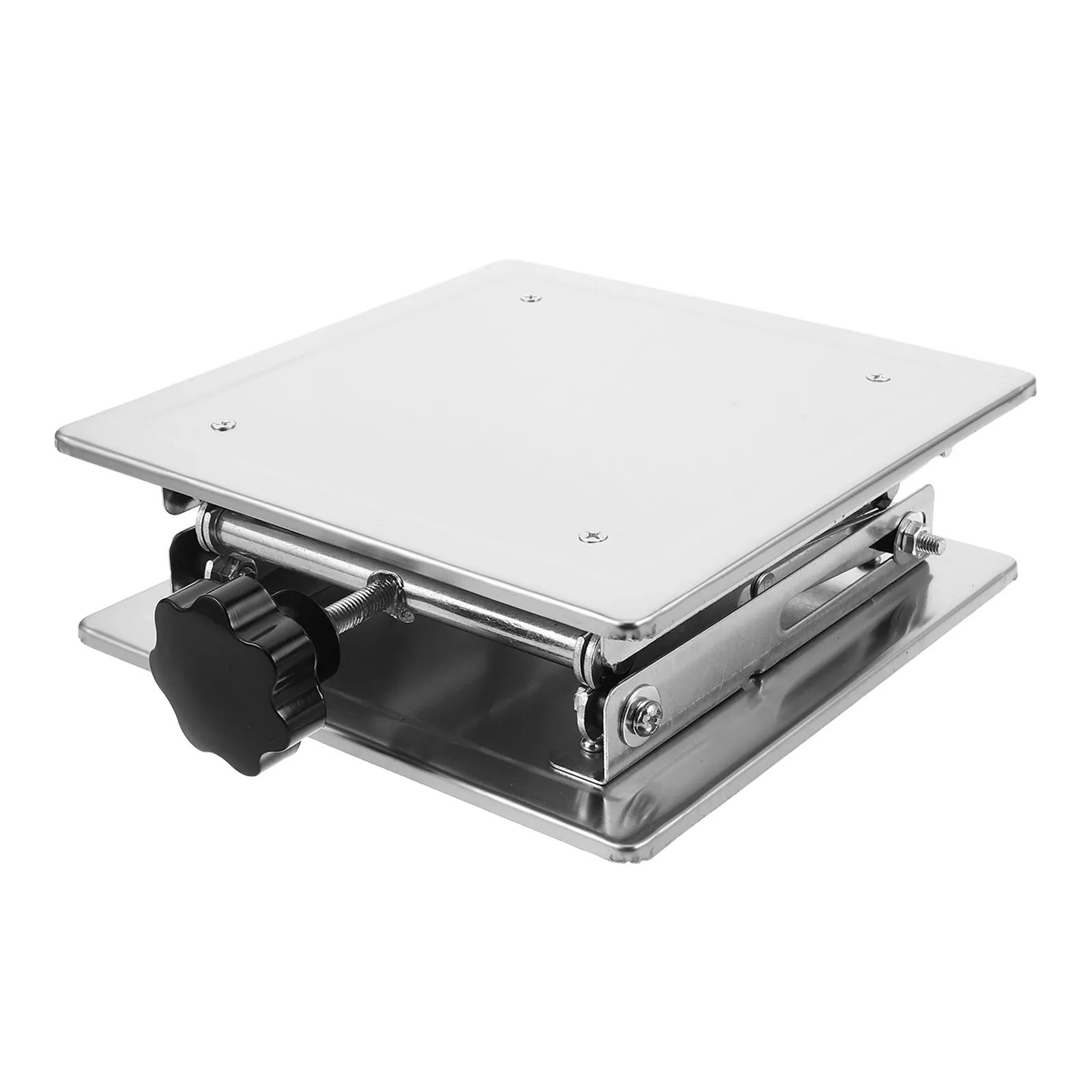 Stand Table Stainless Steel Manual Lifting Jack Platform 200x200mm Smooth Stable Elevation for Delicate Experiments