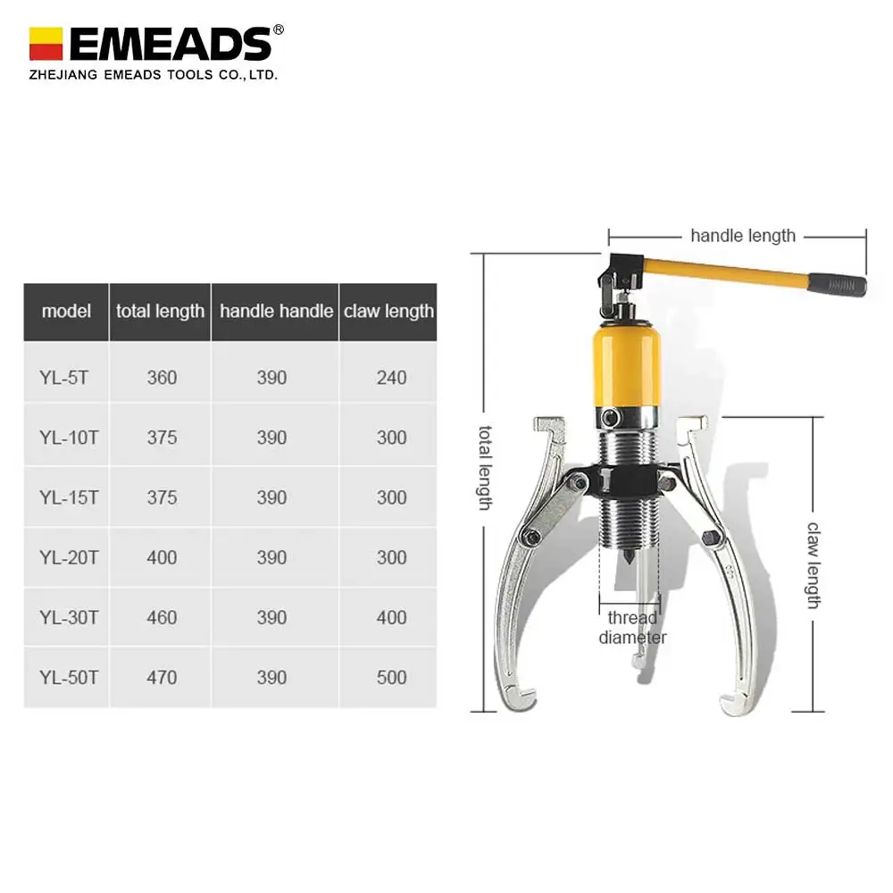 EMEADS YL-5T 5 Ton Hydraulic Gear Puller Wheel Bearing  Tool Alloy Steel AC 240V