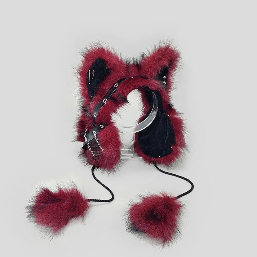 Dark Style Y2K Gothic Cat Ear Earmuffs Thick Warm Cosplay Fluffy Earmuffs Headwear Wind-proof Winter Plush Earmuffs Women