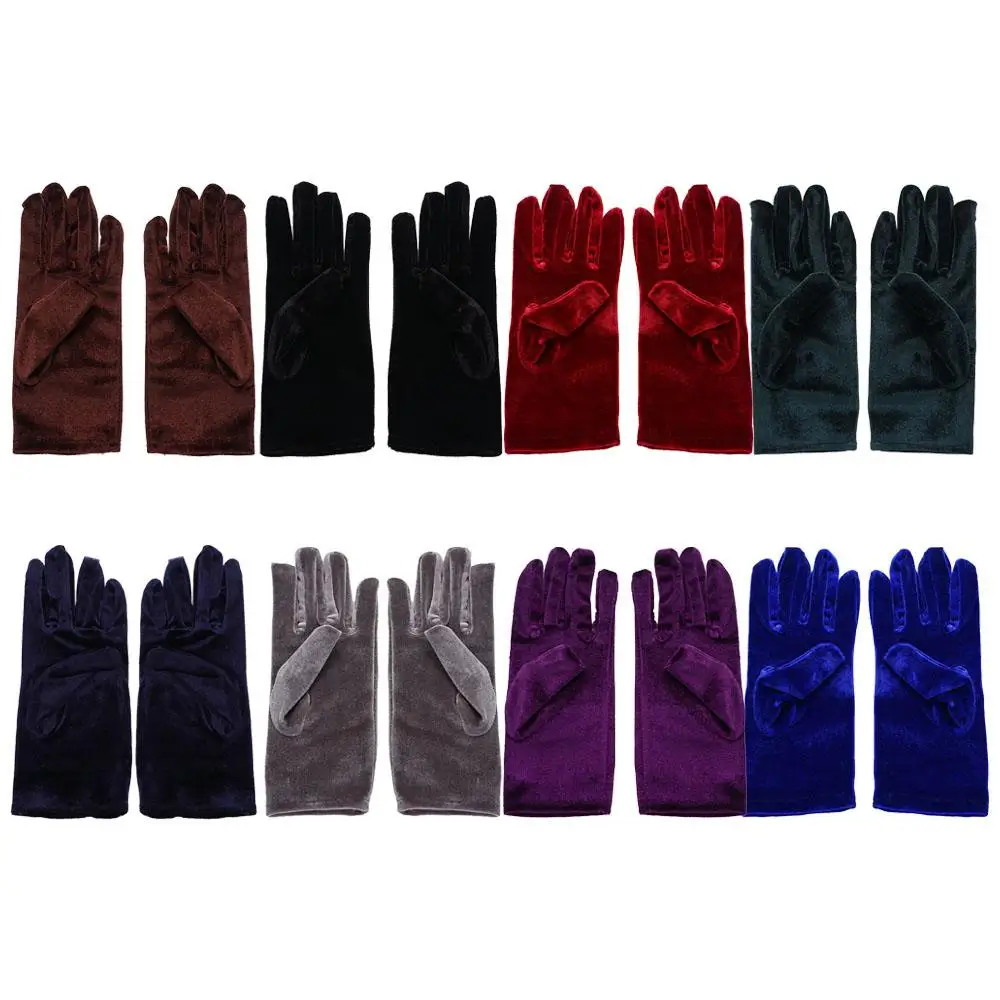 Cycling Party Soft Warm Autumn Winter Gold Velvet Gloves Elastic Full Finger Mittens Driving Gloves