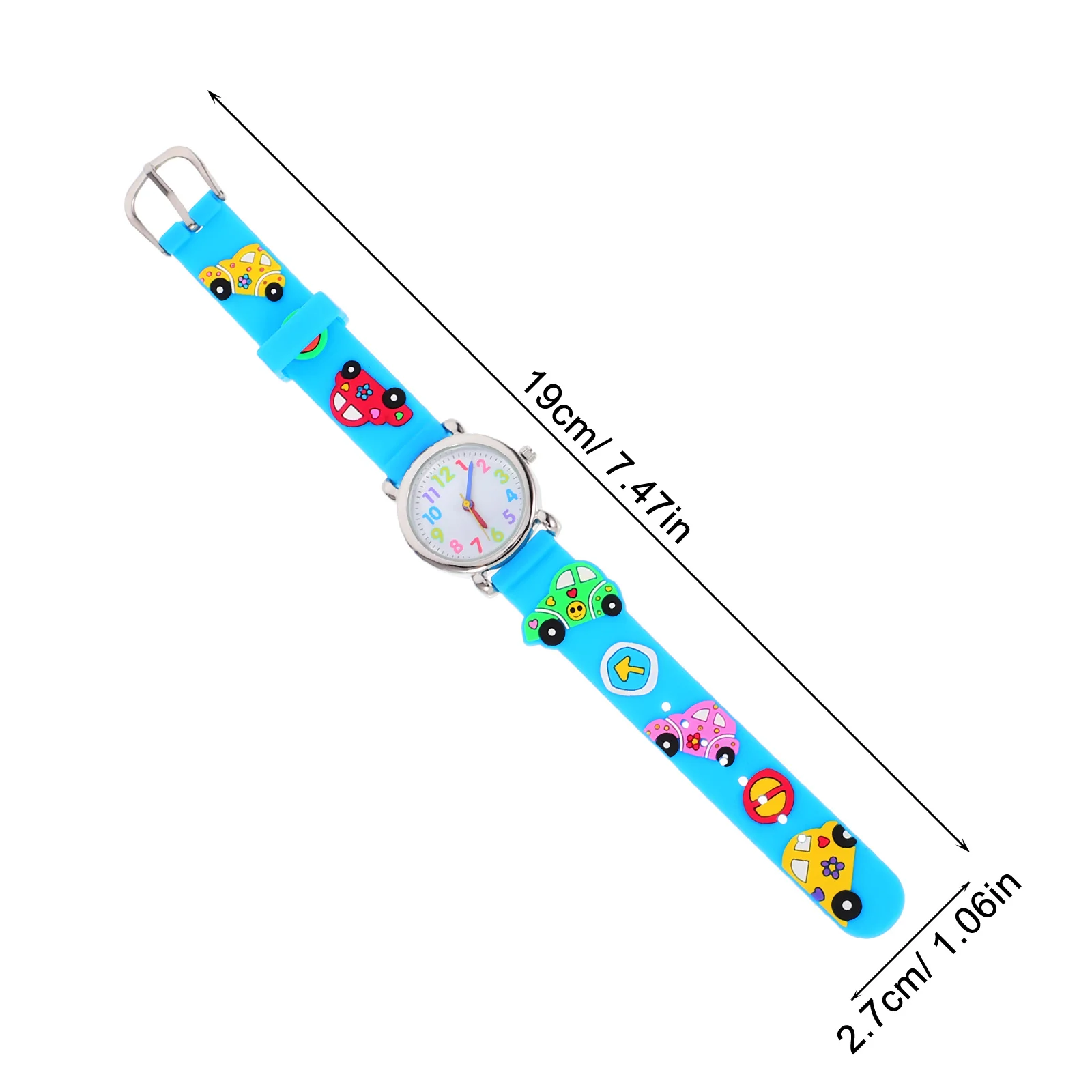 Creative Kids Watch Cartoon Vehicle Pattern Stylish Quartz Watch Birthday Gift for Children Comfortable PVC Strap