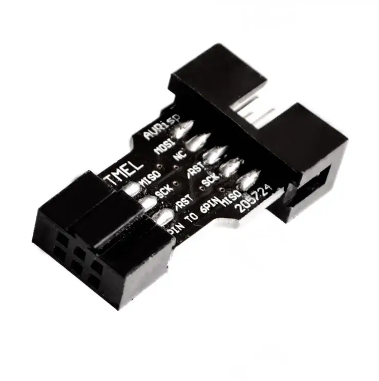 

10 Pin to 6 Pin Adapter Board for AVRISP MKII USBASP STK500 High Quality